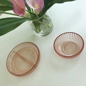 Pink Vintage Glass Bowl and Tray (Pair)